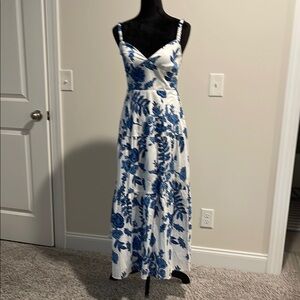 Floral Blue and White Maxi Dress